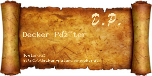 Decker Péter névjegykártya